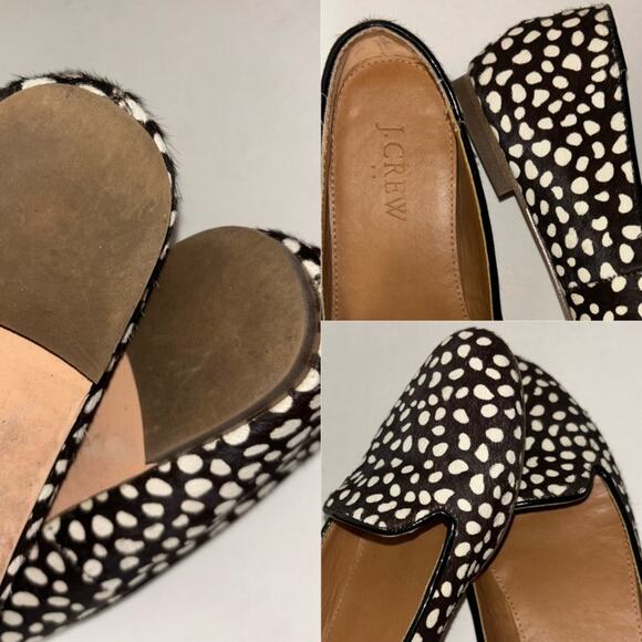 J. Crew Cora Calf Hair Loafers Cheetah Print Black and white women's size 6 - Picture 12 of 16